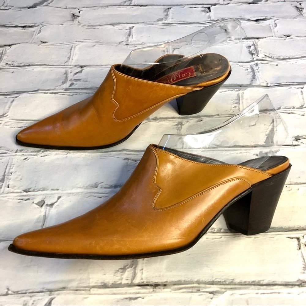 Cole Haan Country Vintage Leather Pointed Toe Mules